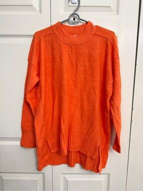 Free People Bright Orange Cowlneck Sweater